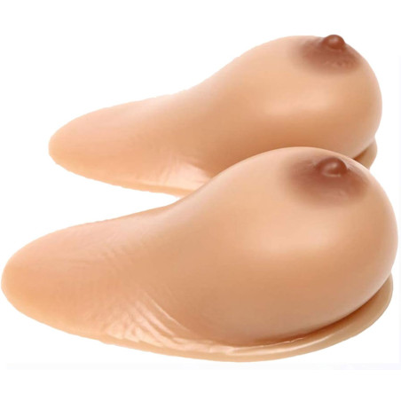 Faux seins adhésifs C tétons bruns - Faux seins adhésifs pour travesti